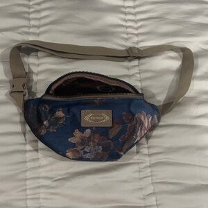 Joyfolie Blue and Brown Floral Crossbody Bag